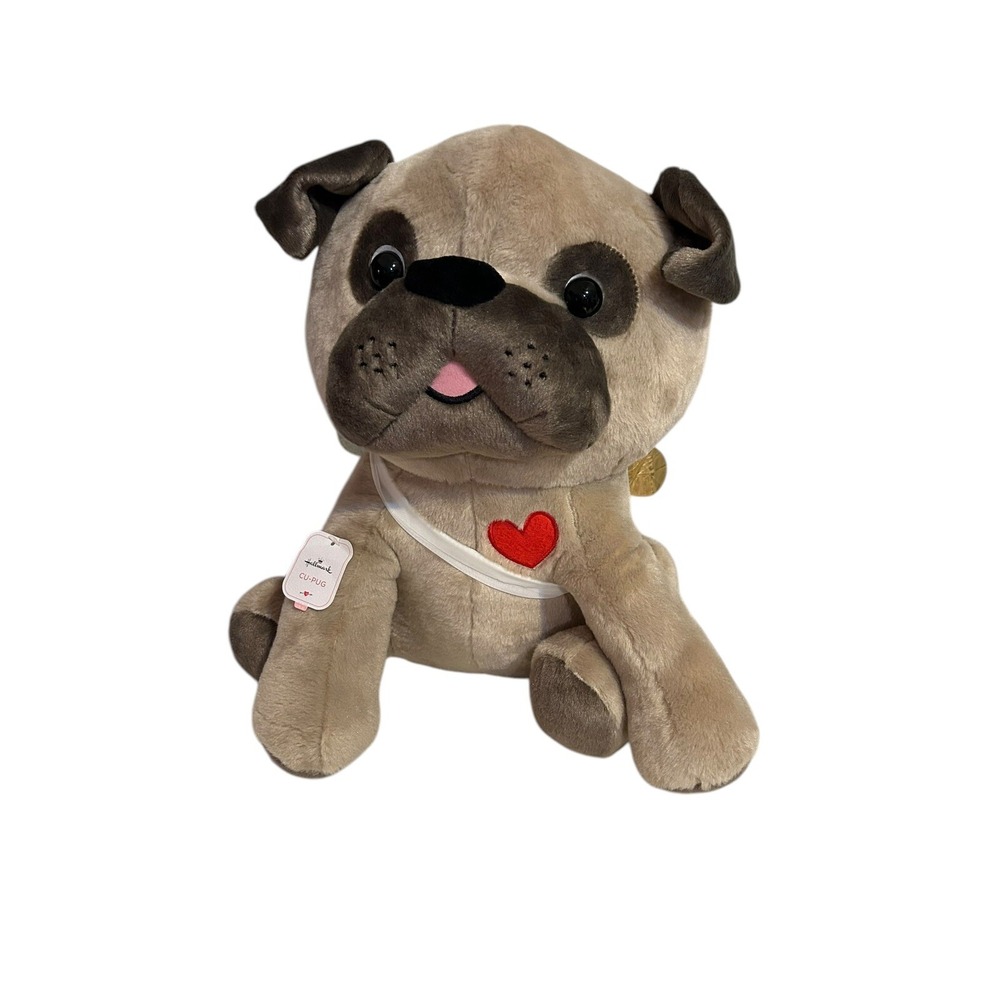 Hallmark CU-PUG Large 16" Heart Dog Plush Stuffed Animal Lover With‎ Tag